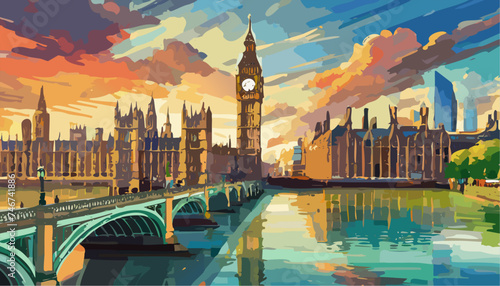 London city landscape with Big Ben 