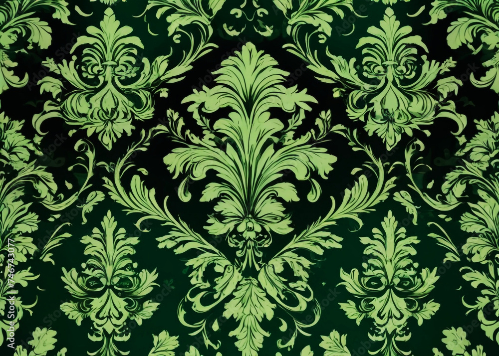 Damask green Wallpaper background image design Damask green Wallpaper background image design