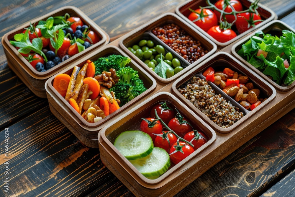 Healthy lunch in boxes. Zero waste concept. Healthy lunch in boxes. Zero waste concept.