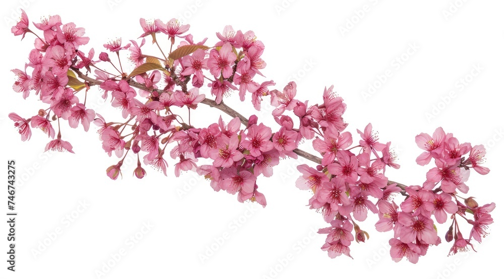 Pink cherry blossom on white background, isolated Sakura tree branch Pink cherry blossom on white background, isolated Sakura tree branch