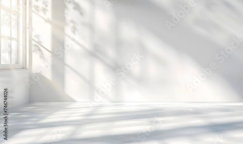 Abstract white studio background for product light and shadow room mock ups - light gray concrete wall