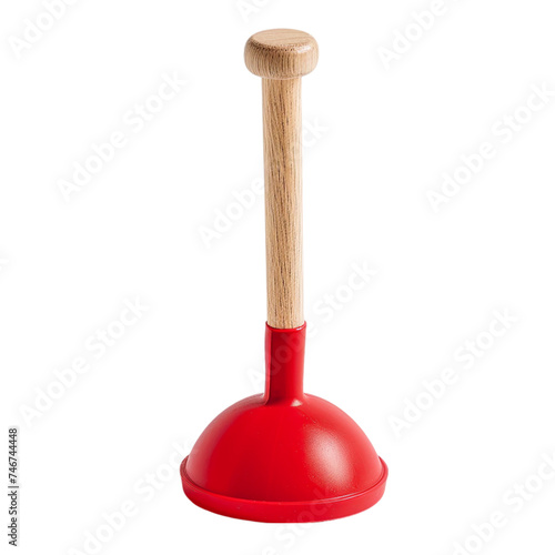 Red rubber plunger isolated on transparent background