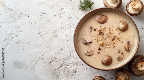 Artisanal Mushroom Velouté with Sour Cream Design and Crisp Toppings photo