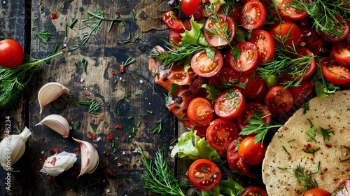 Fresh Tomato and Dill Salad with Chili and Flatbreads