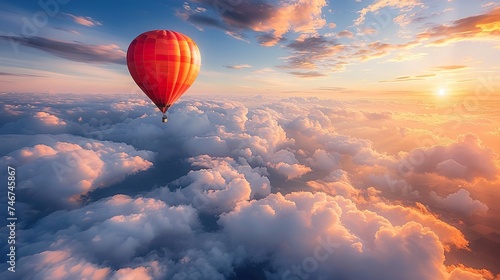 Hot air balloon trip above the clouds. Ai energetic