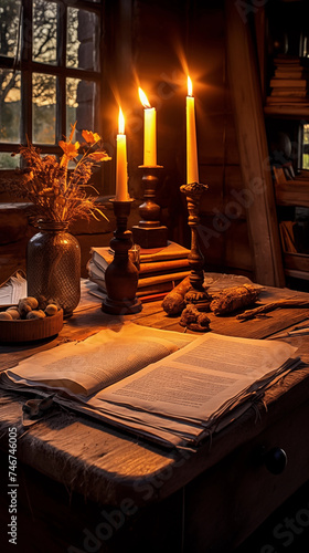 The Lonely Poet's Desk: A Serene Abode of Iambic Creativity at the Edge of Dusk