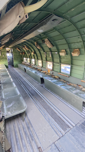 Fotografie Detail of the interior of the fuselage of a large American cargo plane from the
