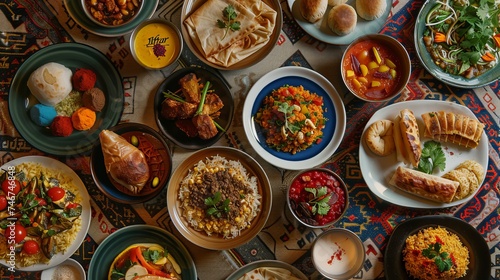 Arabic cuisine is a typical meal from the Middle East. It is also "Iftar" for Ramadan. the dinner that Muslims consume throughout Ramadan after sundown. Oriental and Egyptian cuisine in many forms © Suleyman