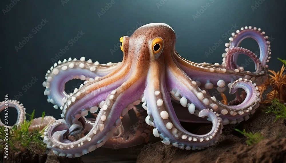 Mystical Octopus: Purple-Tentacled Creature Against a Dark Abyss Mystical Octopus: Purple-Tentacled Creature Against a Dark Abyss