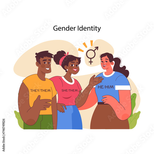 Gender identity concept. Flat vector illustration photo