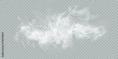 Fog or smoke isolated on transparent background with special overlay effect. White vector smoke cloudiness, fog or smog background. Vector 