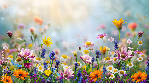 Nature background with wild flowers