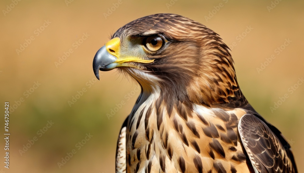 a close up of a bird of prey with brown and yellow feathers and a black head with a yellow beak. a close up of a bird of prey with brown and yellow feathers and a black head with a yellow beak.