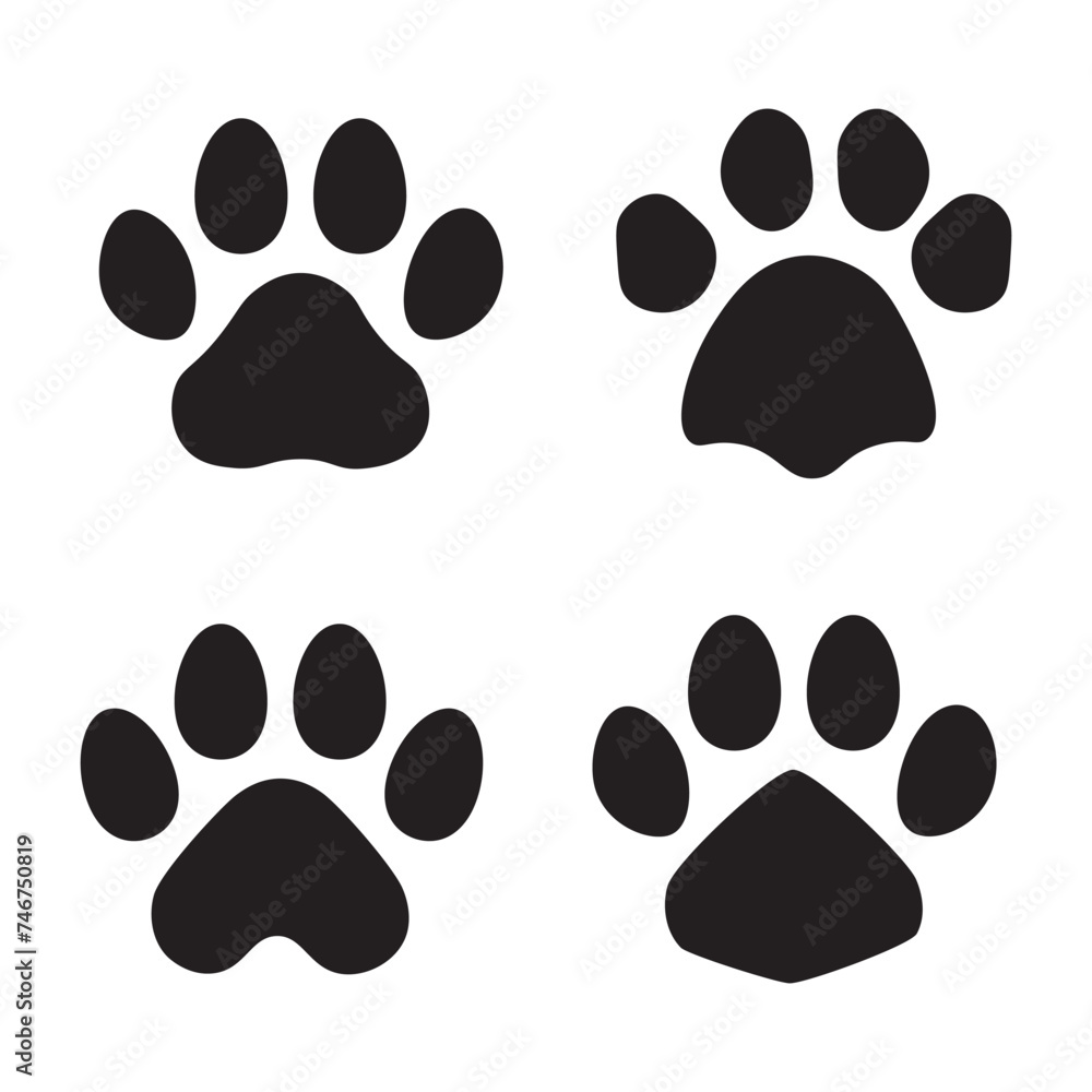 Fototapeta premium Dog or cat paw vector icon