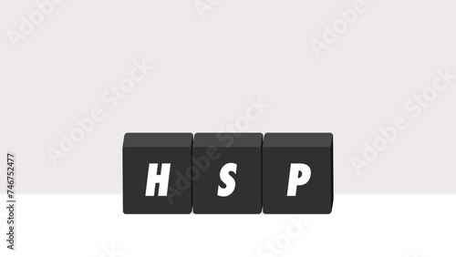 シンプルな背景にブロックとHSPの文字 -とても繊細な気質の人のイメージのバナー素材 - 16:9