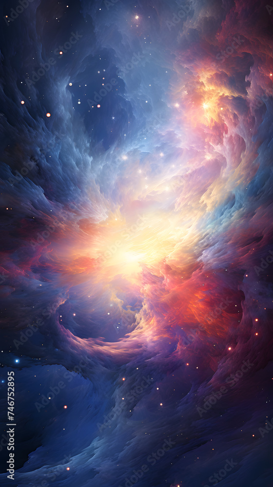 A digital art representation of a cosmic galaxy with swirling colors and etherea Generative AI