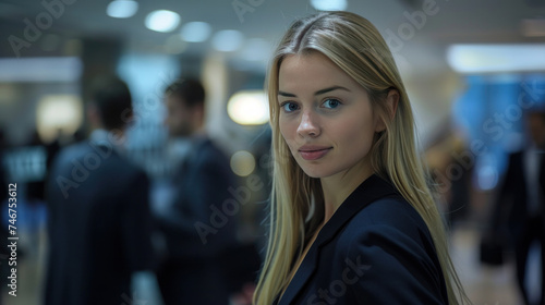 Blonde woman in a business event