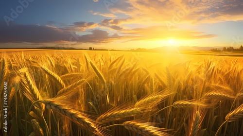 Warm sunshine shines on ripe wheat ears © jiejie