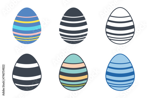 Easter day festival. Easter eggs icons on white background. Vector illustration