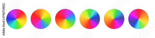 Radial rainbow gradient circular swirl, color spectrum in a vibrant wheel, RGB gradation. Flat vector illustration isolated on white background. photo