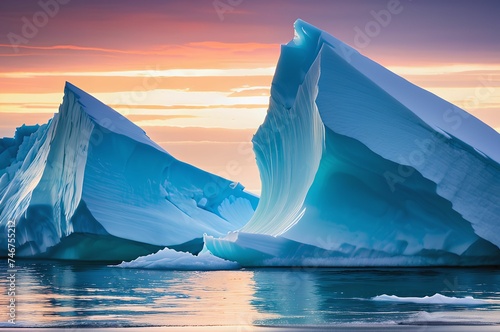 A huge iceberg broke off the shore and floats in the ocean. © Marina
