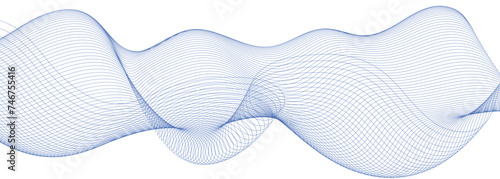 Wave with lines created using blend tool Abstract blue wave lines pattern on white background with space for your text