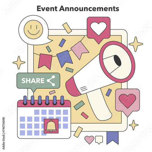 Event Promotion set. Flat vector illustration