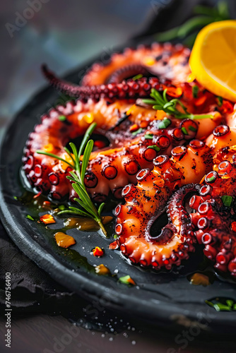 Octopus cooked with spicy sauce.
