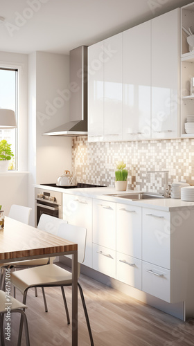 Modern and Sleek, L-Shaped Ikea Kitchen with Stainless Steel Appliances and Ample Workspace