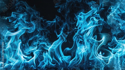 Blue flame, fire for texture, or background banner and ads Generative AI