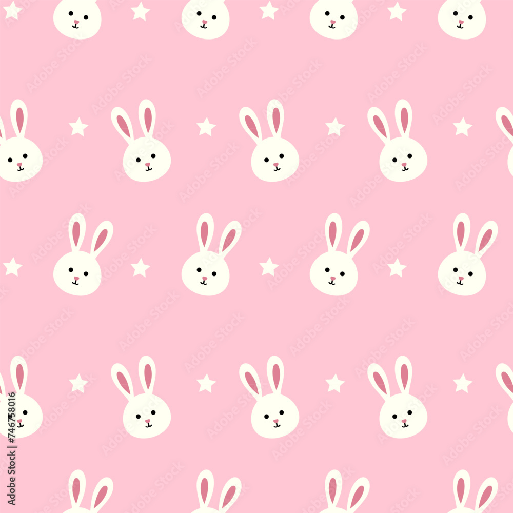 Cute pink bunny seamless pattern 
