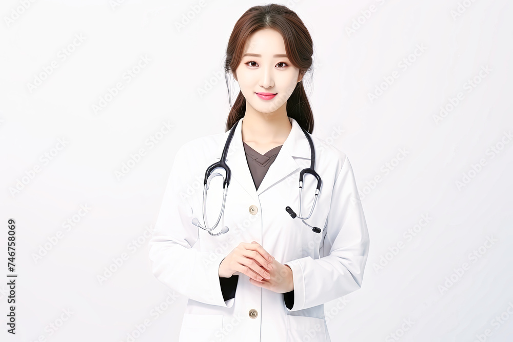Woman in White Coat With Stethoscope Woman in White Coat With Stethoscope
