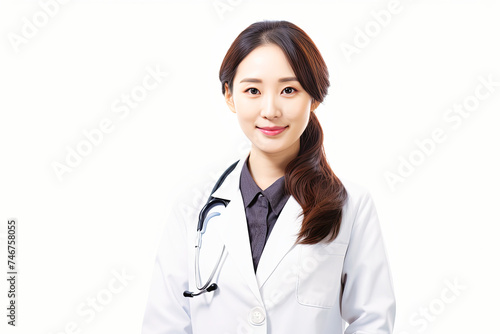 Woman in White Coat With Stethoscope
