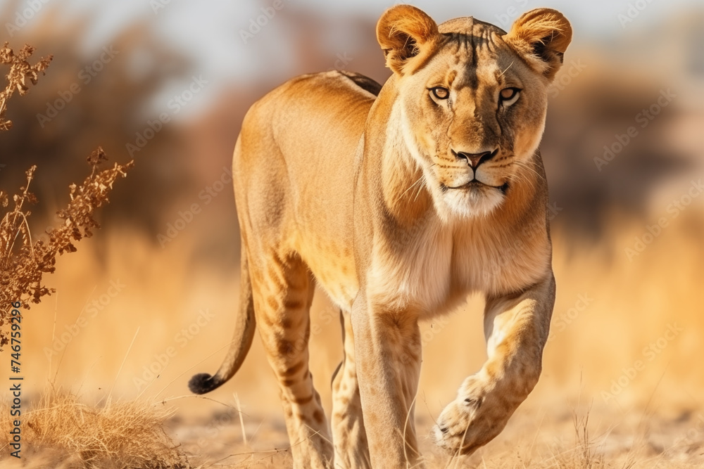 custom made wallpaper toronto digitalMajestic lioness walking across the golden savannah