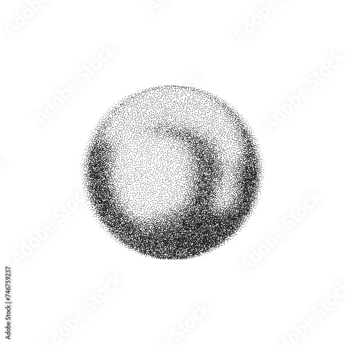 3d gritty geometric shapes with grain gradient effect in y2k style isolated on white background. Noise spheres with grainy dot texture rotate with light and shadow. 3d vector geometric figure.