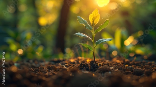 Sunlit Sapling Growth: Nature’s Awakening