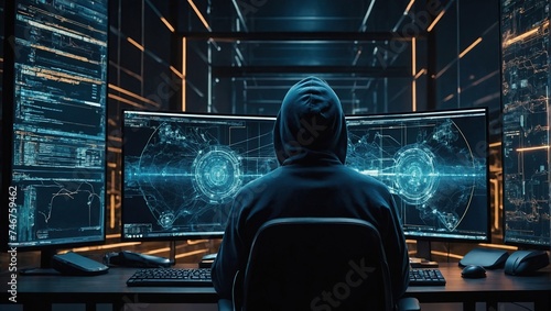 Discover the fascinating world of cybersecurity art, merging hacker alerts and digital risks with the beauty of safeguarding, Unveil the complex sphere of technology, secure data, and network