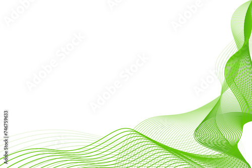 Abstract green wavy lines isolated on a transparent background. Creative line art background, wave design. Happy St. Patrick's day. Vector illustration