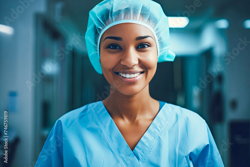 Woman She exudes confidence and professionalism in her medical attire.