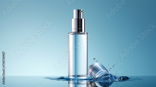 Cosmetic bottles on background, advertising shoot