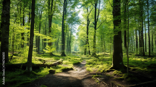 A wild forest with trees and lots of green in spring © britaseifert