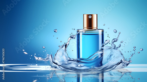 Cosmetic bottles on background, advertising shoot