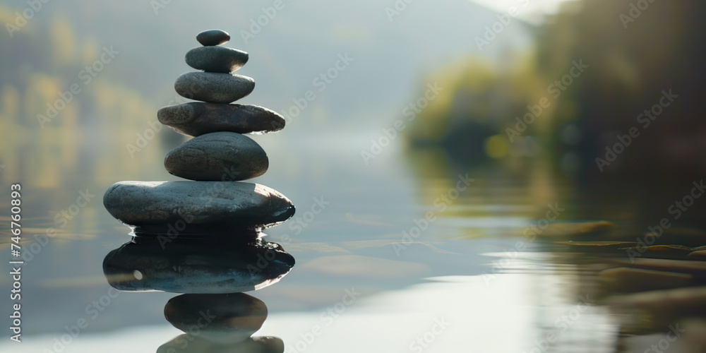 Rock stacks placed on top of another in a pile. Harmonious alignment Rock stacks placed on top of another in a pile. Harmonious alignment