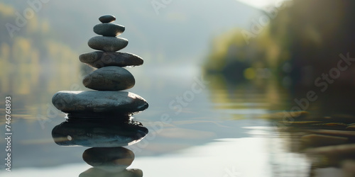 Rock stacks placed on top of another in a pile. Harmonious alignment