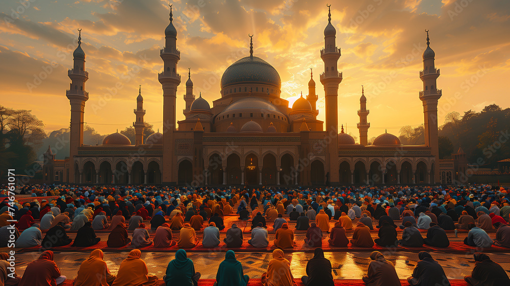 Finding solace and spiritual renewal in the heart of the mosque - obrazy, fototapety, plakaty 