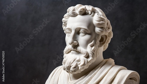 white marble bust of the greek philosopher socrates isolated