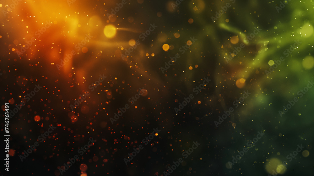 Obraz premium Golden and Green Ethereal Light with Floating Particles