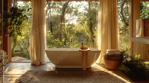 bath in sunny bathroom