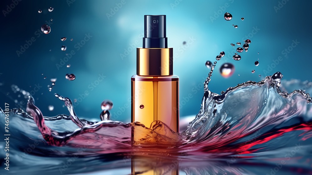 Cosmetic bottles on background, advertising shoot Cosmetic bottles on background, advertising shoot