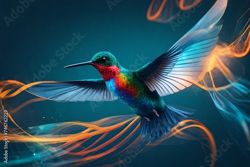 hummingbird and flower © Shahla